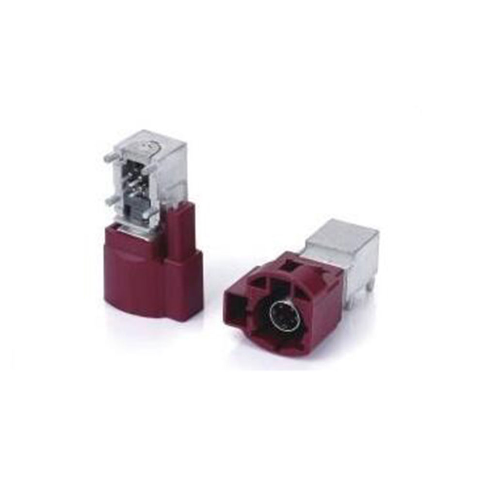 Elecbee HSD 4+2Pin D Code Right Angle Vehicle Connector Male Claret Violet GSM Signal for PCB
