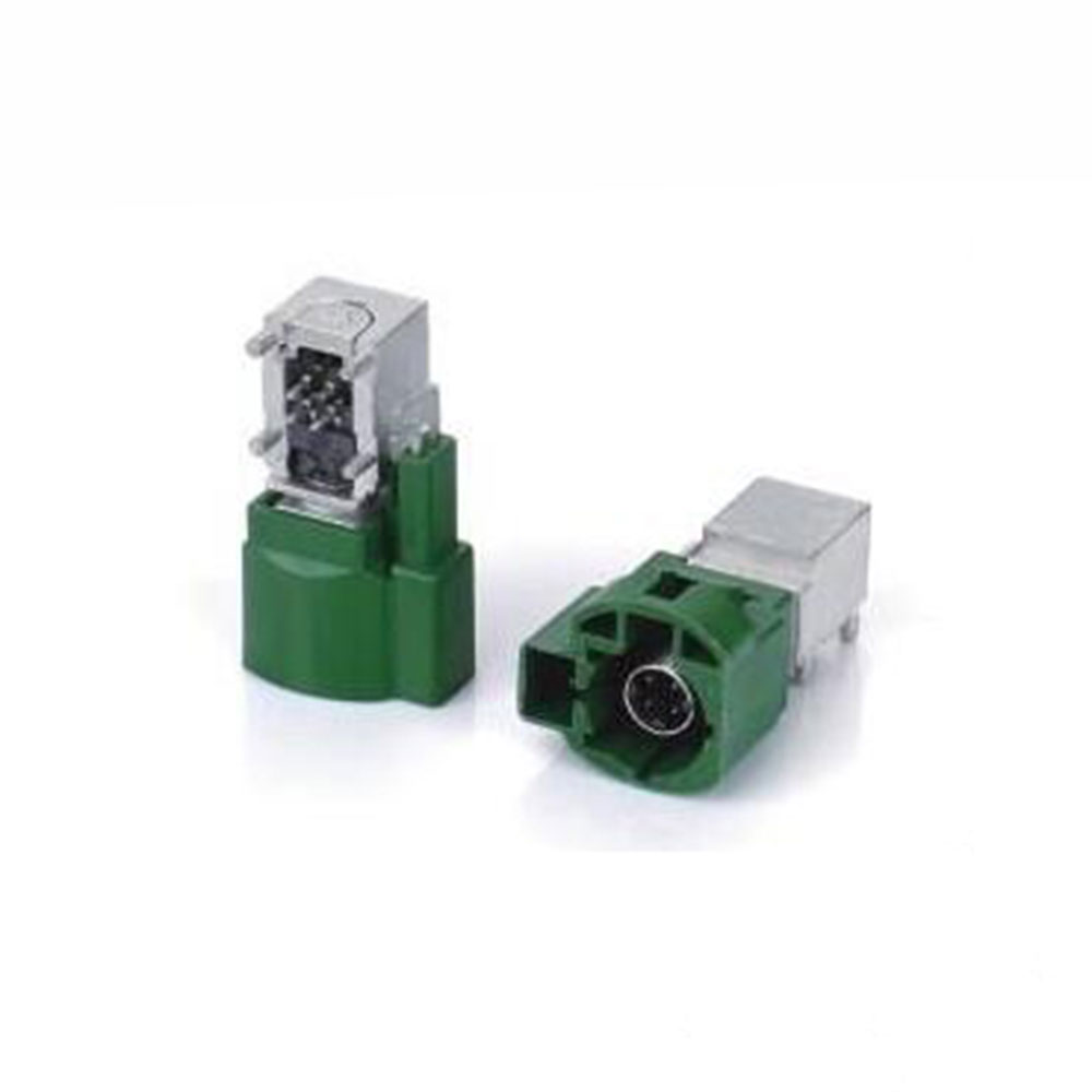 Elecbee HSD 4+2Pin E Code Right Angle Vehicle Connector Male Green TV Car Signal for PCB