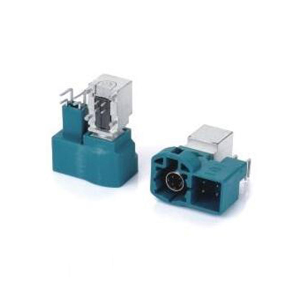 Elecbee HSD 4+4 Pin Z Code Male Right Angle Vehicle Connector Water Blue GPS Signal for PCB