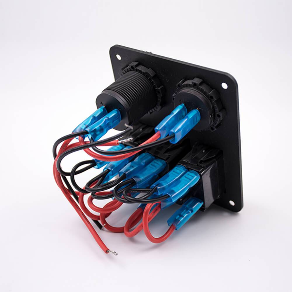 Elecbee 12V DC Car Socket Wiring 3-position Switch Double USB Voltmeter Combination Panel