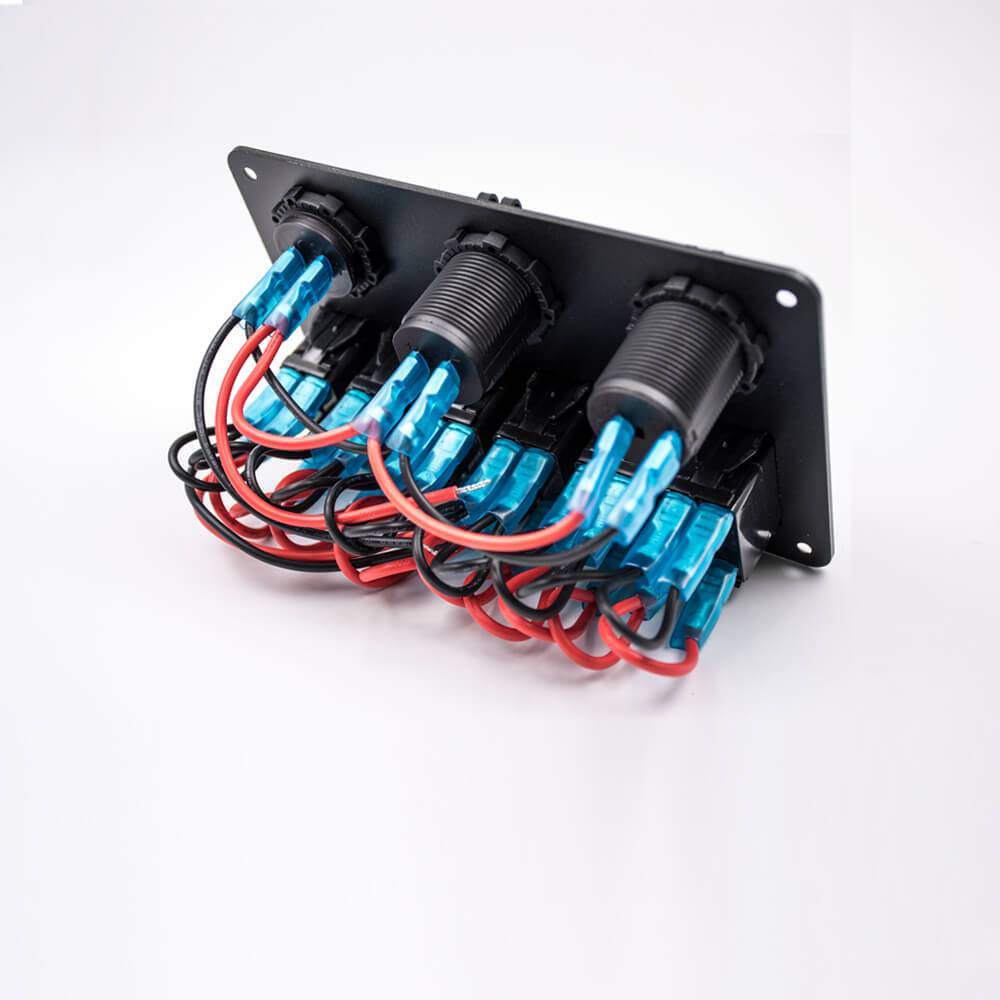 Elecbee Dual USB Car Cigarette Lighter Socket 6-position Switch Voltmeter Combination Panel