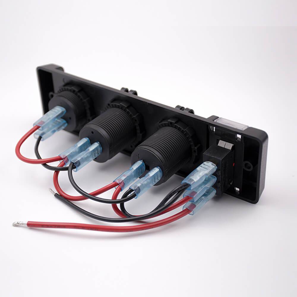 Elecbee Panel Mount USB Switch Double USB Voltmeter Cigarette Lighter Car Multifunctional