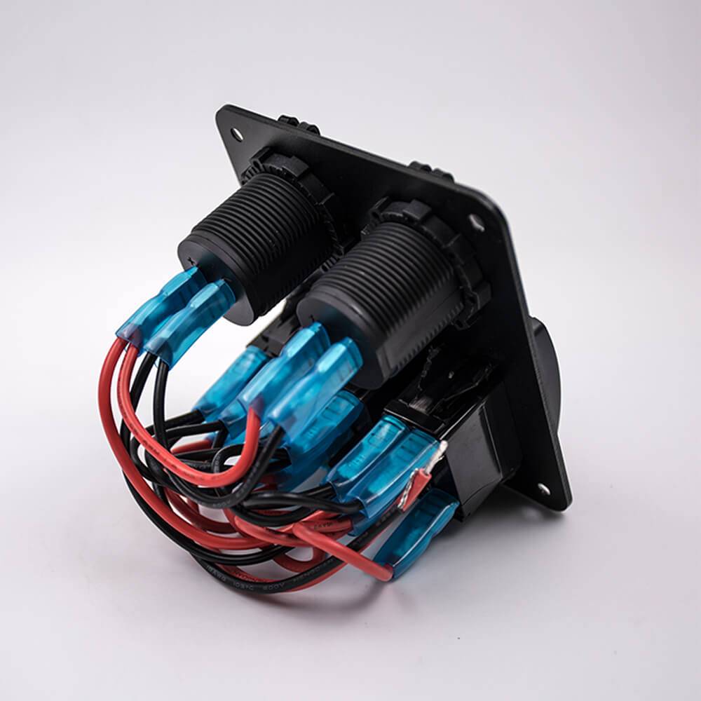 Elecbee Switch Panel USB Car Charger Dual 3-position Car Multifunctional Combination Panel Panel Mount
