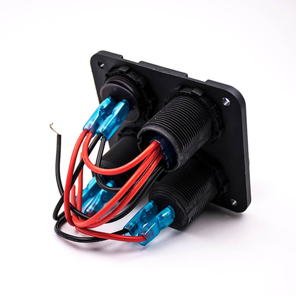 Elecbee Switch Panel Voltmeter 1-position Wiring Double USB Cigarette Lighter Combination Panel