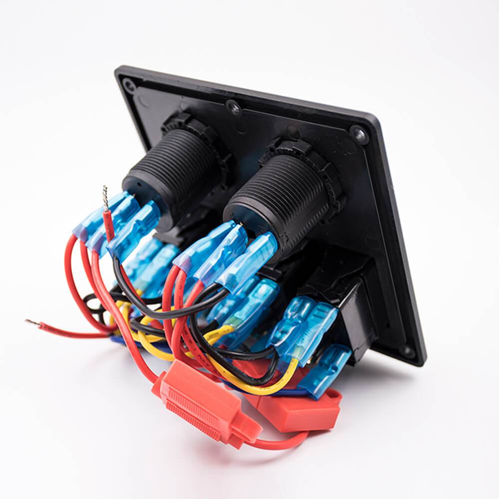 Elecbee USB Rocker Switch Panel USB 4-position Wiring Cigarette Lighter