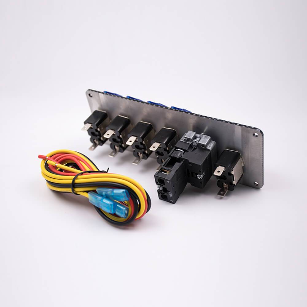 Elecbee Race Car Rocker Switch Panel LED Engine Start 4-position Pull Blue Light Switch 12V 20A