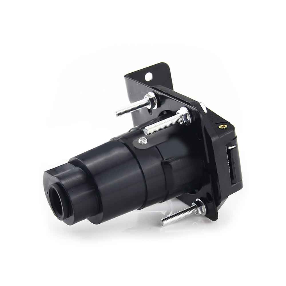 Elecbee US 7 Pin Socket Fixed Bracket Power Socket Converter  Black Round Head