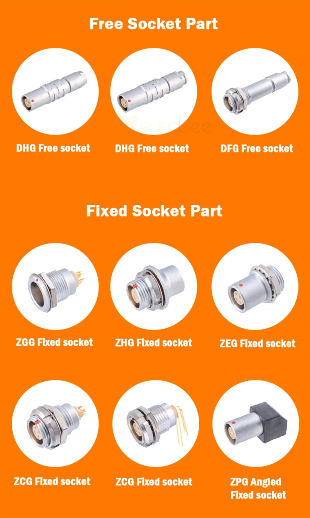 Elecbee 金属推拉自锁航空连接器 00B系列 3 pin FGG 公插头+ EGG 母插座