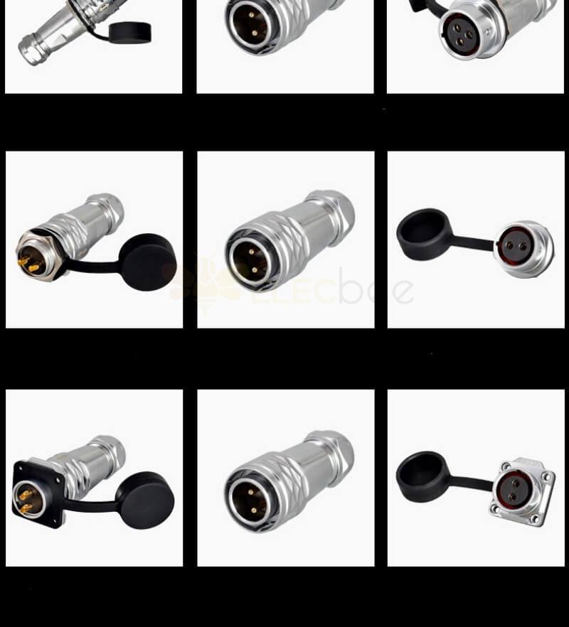 20 Connettori Aviazione 12mm 2 Pin Maschio/femmina In Metallo | Connettori Per Cavi Elettrici E Segnale - Nero E Argento
