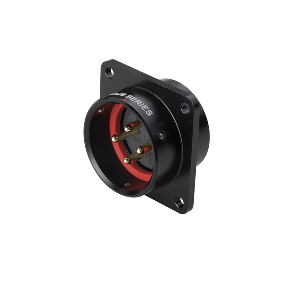Elecbee SA2813/P8BB-3 Waterproof Male Socket Panel Mount 4 Hole Flange Crimp Black