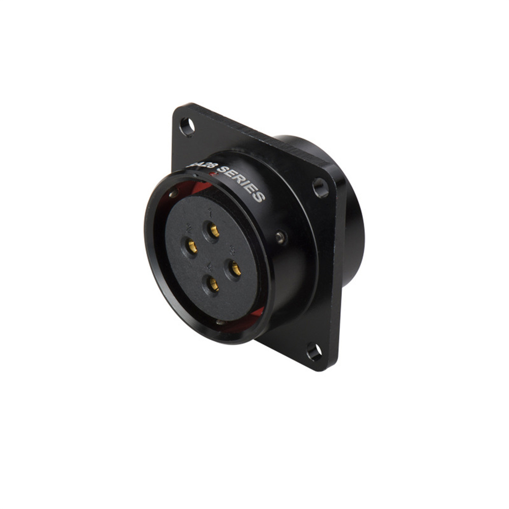 Elecbee SA2813/S8BB Waterproof Female Socket Panel Mount 4 Hole Flange Solder Black