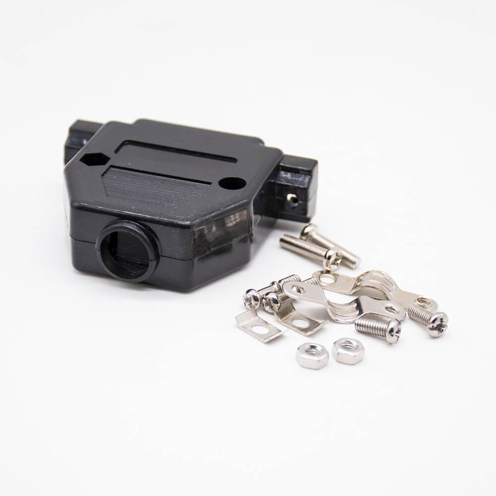 Elecbee D Sub Metal Dust Hood Black Plastic Housing For D-sub 25Pin