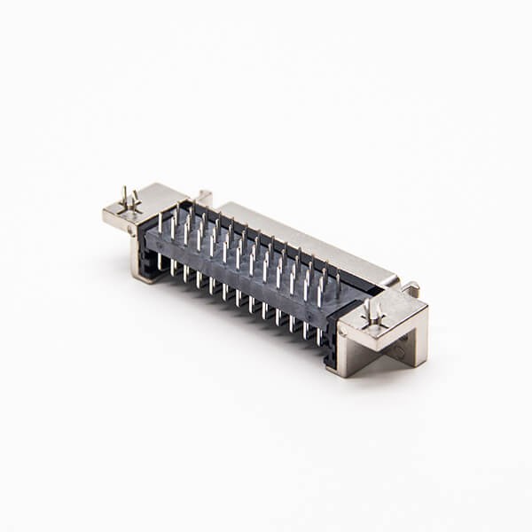 Elecbee 50 Pin Female Connector SCSI 90 Degree Staking Type Through Hole for PCB Mount