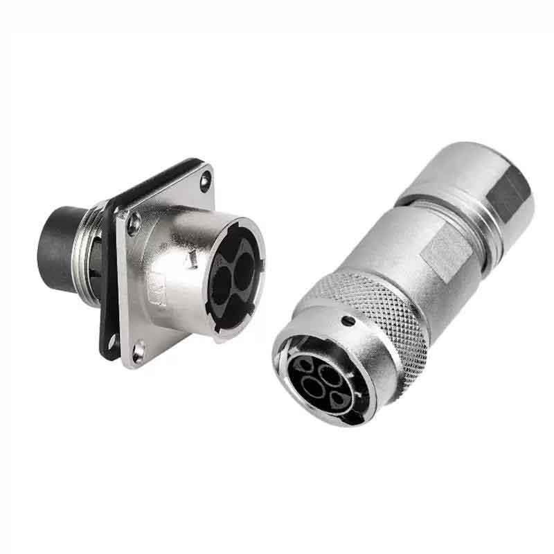 Elecbee 2Pin New Energy Vehicle Connector Crimp Terminal Straight Metal Hood Plug Socket with 2 Male and 2 Female Terminals