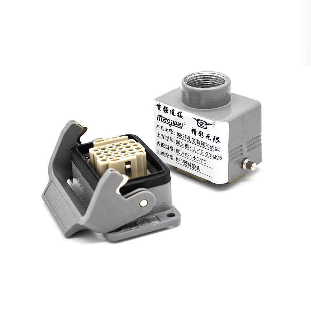 Elecbee Heavy Duty Connector H6B 24 Pin Male Without Contacts Male Docking Type Female M25 Bulkhead Mounting