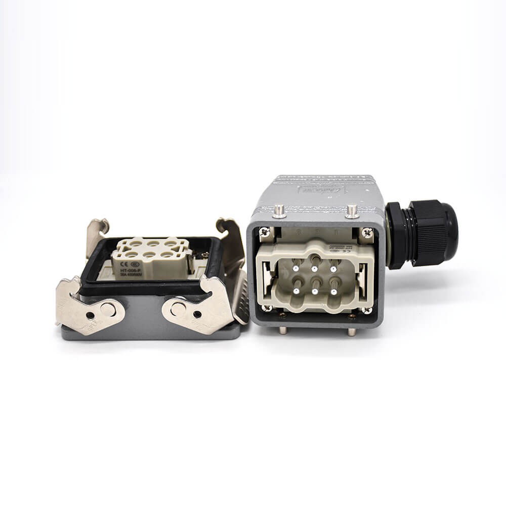 Elecbee Heavy Duty Connector H6T 6 Pin Silver Plating Male Butt-Joint Female Hasp PG21 Bulkhead Mounting