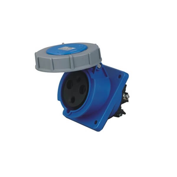 Elecbee 125A 3pin IEC60309 IP67 CEE Industrial Panel Mount Receptacle Angle Type