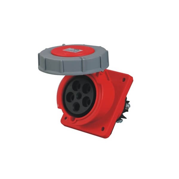 Elecbee 125A 5pin IEC60309 IP67 CEE Industrial Panel Mount Receptacle Angle Type