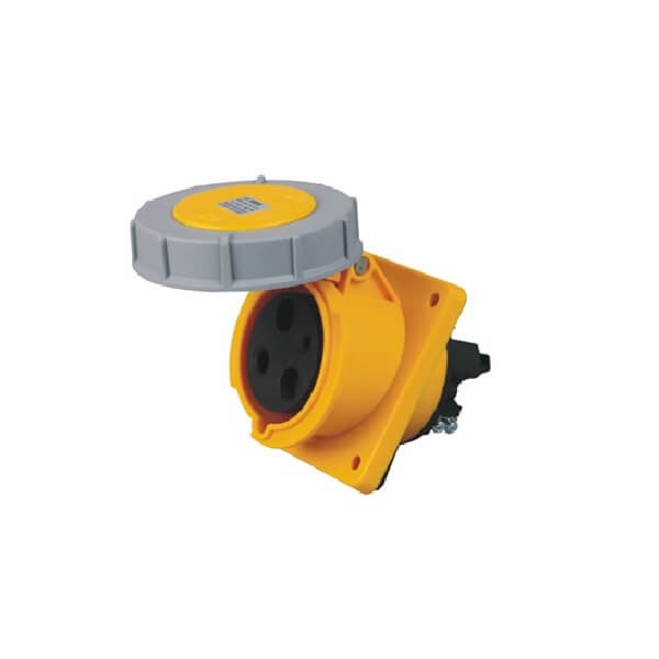 Elecbee 63A IEC60309 3pin IP67 Industrial Panel Mount Receptacle Angle Type