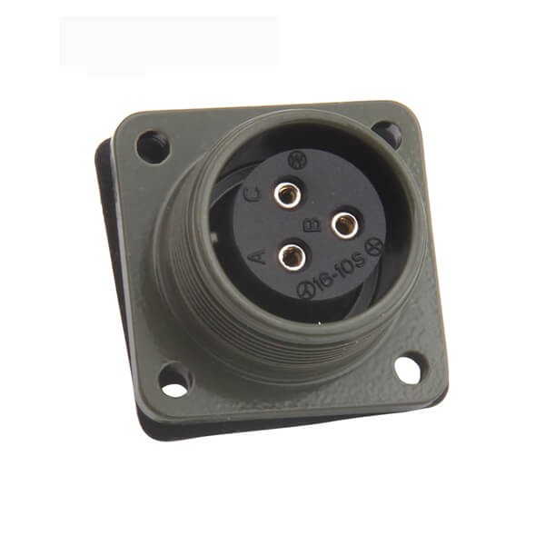 Elecbee Mil-Spec Connector MS5015 Series 5pcs Threaded MS3102A16-10S silvering 3pin Straight 4  hole flange Solder Type socket