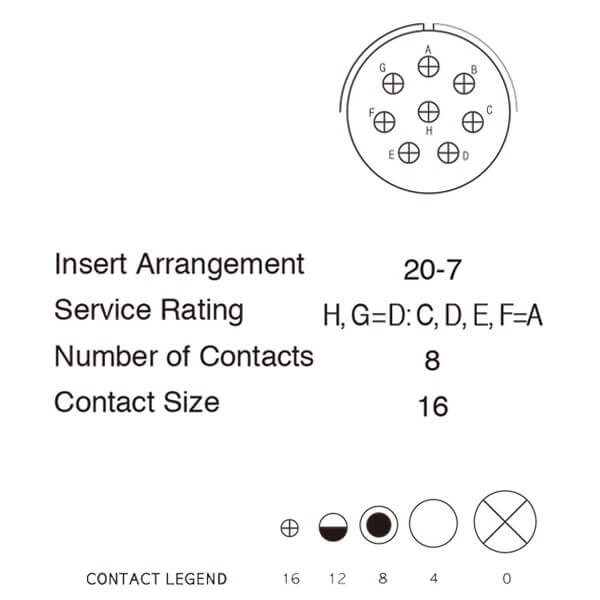 Elecbee Mil-Spec Connector MS5015 Series 5pcs Threaded MS3108A20-7S silvering 8pin Right Angle  Solder Type Plug