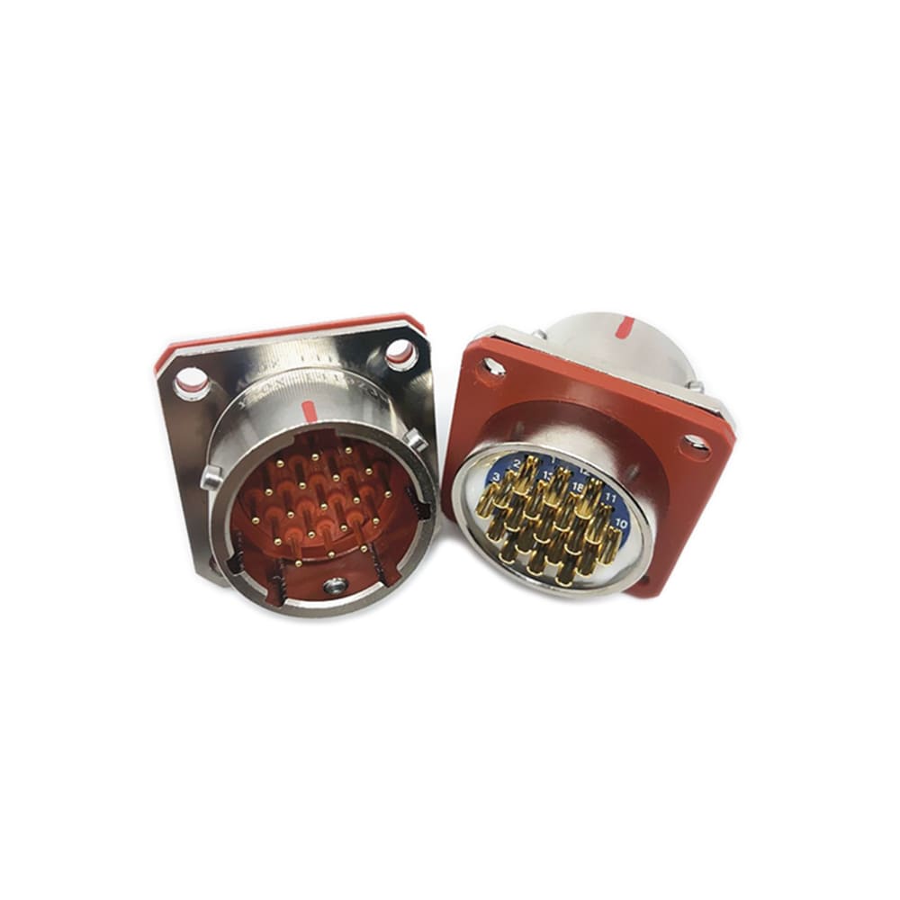 Elecbee Y50X-2219ZJ10 Flange Socket 22 Shell Size Bayonet Coupling Solder Cup 19 Pin Nickel Plating Male Socket