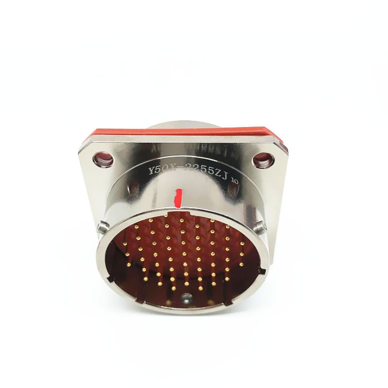 Elecbee Y50X-2255ZJ10 Flange Socket 22 Shell Size Bayonet Coupling Solder Cup 55 Pin Nickel Plating Male Socket