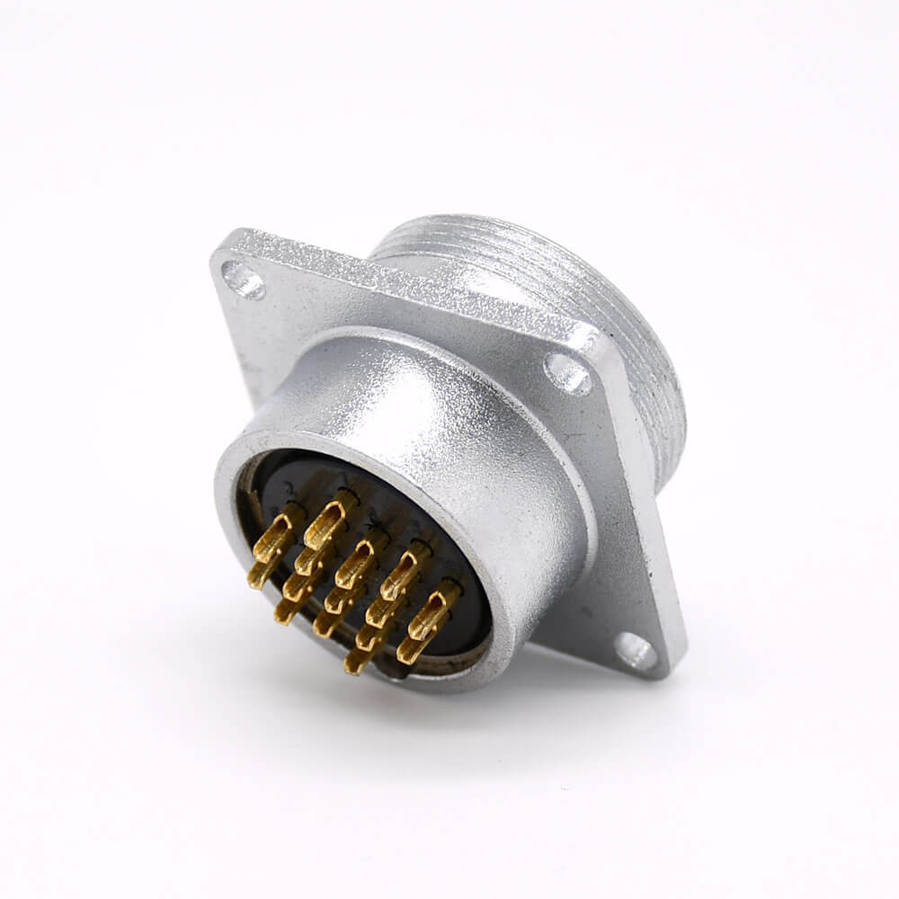 Elecbee Connector 15 Pin P24 Female Straight Socket Square 4 holes Flange Mounting Solder Cup for Cable