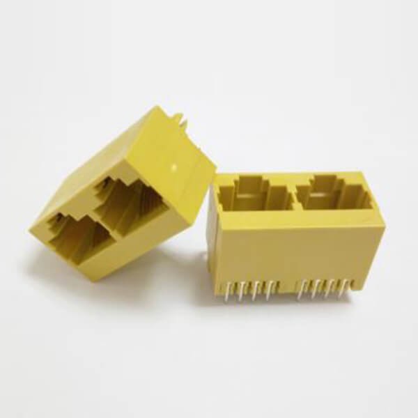 Elecbee Dual RJ45 Socket 180 Degree for PCB Mount Unshieded Without Led Connector