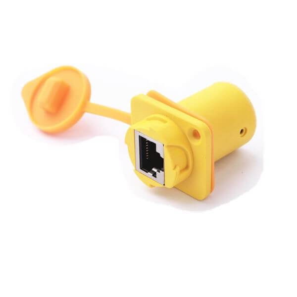 Elecbee Ethernet RJ45 Waterproof Connector Sockets Female Panel Mount Jack with Cap 5pcs