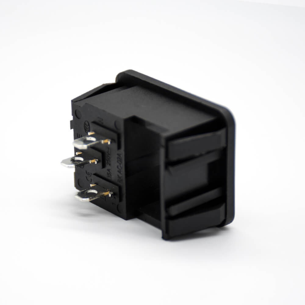 Elecbee 3P AC Power Jack AC-02A Male Straight Through Hole With Fuse