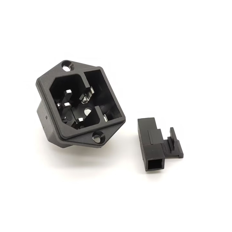 Elecbee AC Power Jack Connector AC-03 Male Through Hole Straight 3 Pin With Fuse