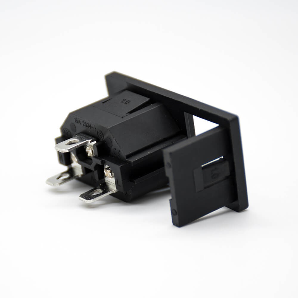 Elecbee AC Power Jack Male Through Hole Straight 3 Pin AC-03A With Fuse Connector