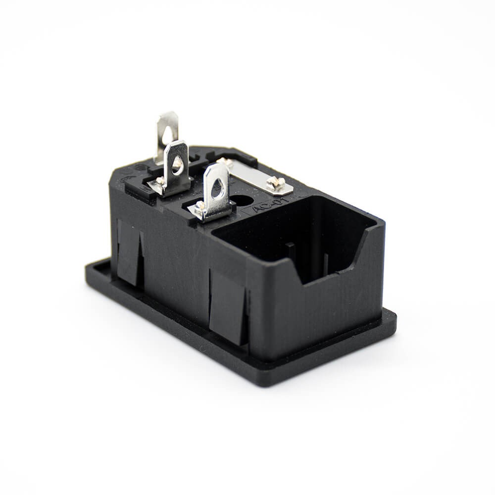 Elecbee AC Power Jack With Fuse AC-01A Through Hole Straight 3 Pin Male