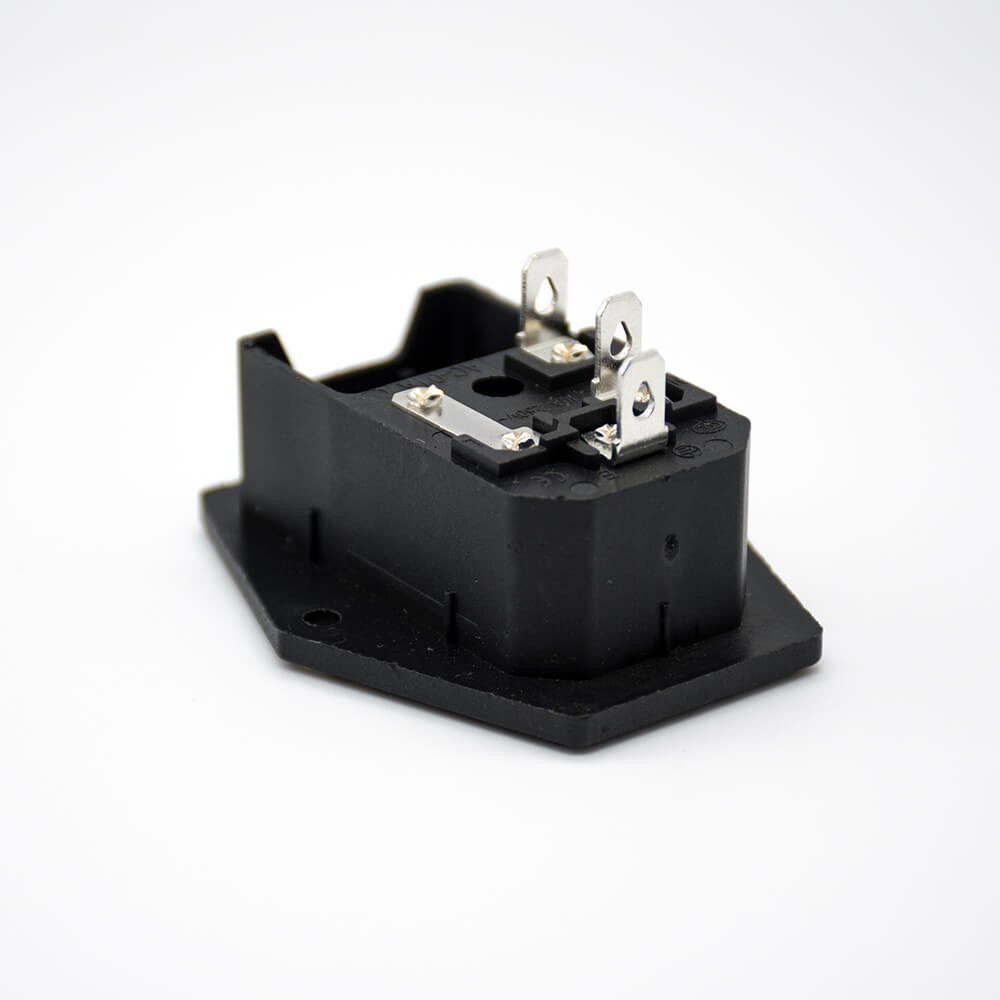 Elecbee AC Power Supply Jack 3 Pin Male Straight Through Hole With Fuse AC-01A