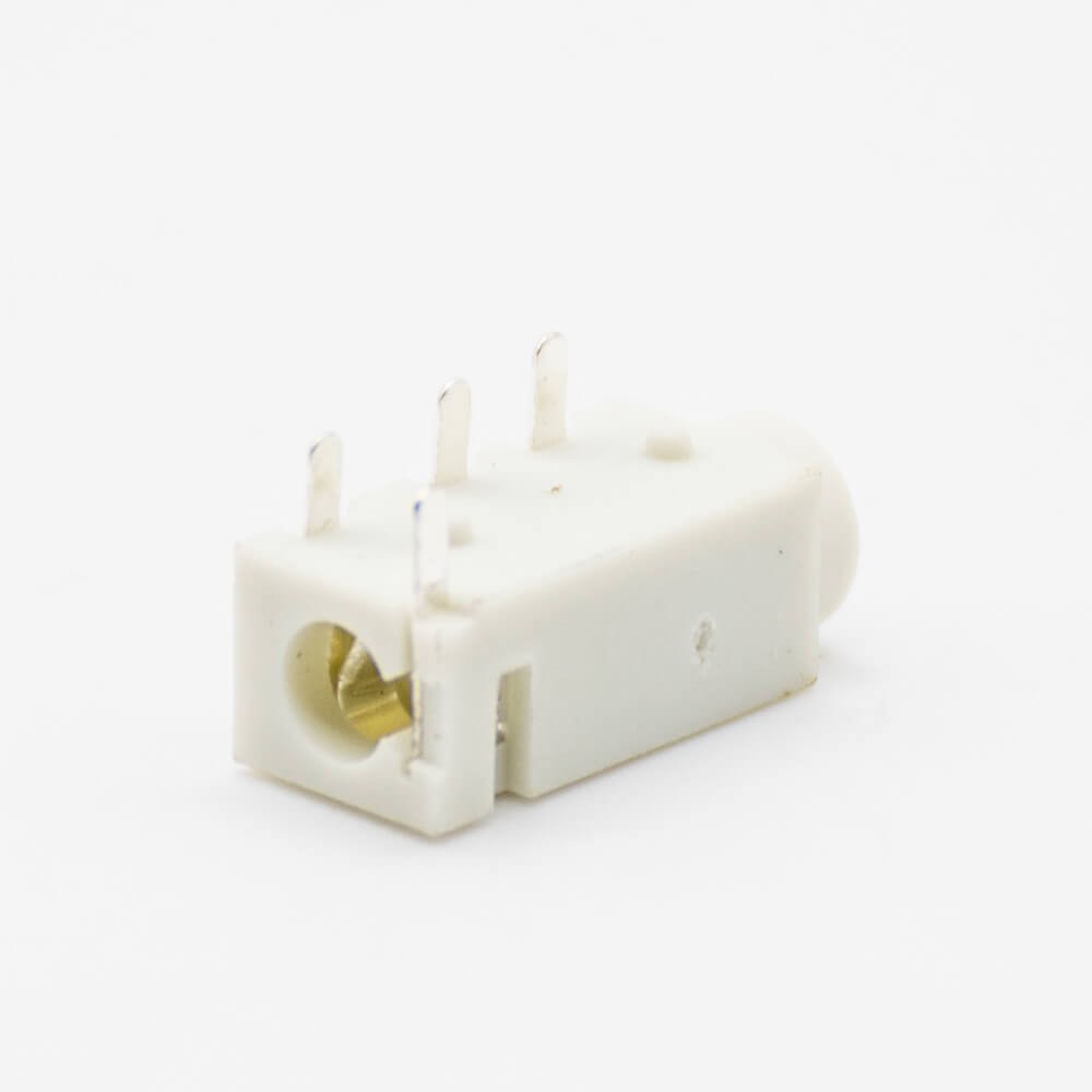 Elecbee DC Connectors Right Angle Through Hole Female Jack Plastic White Unshiled Solder Lug