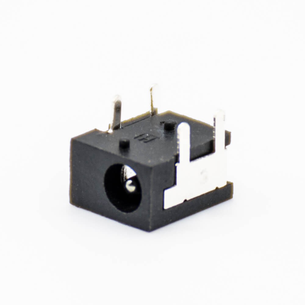 Elecbee DC Power Jack Socket Male Solder Lug Plastic Black Right Angle Unshiled Through Hole