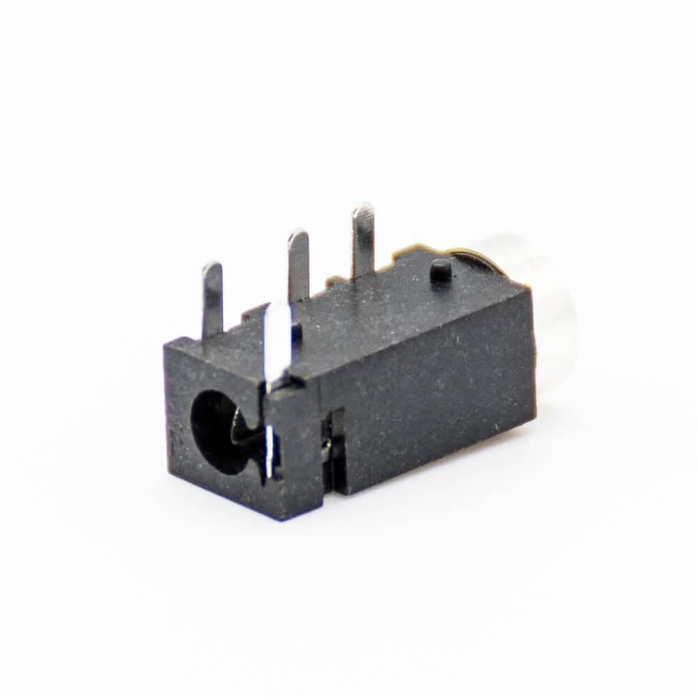 Elecbee DC Power Supply Female Jack Through Hole Solder Lug Black Unshiled Right Angle Connector