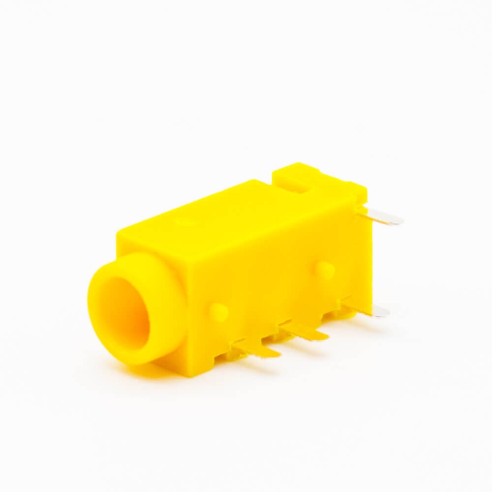Elecbee DC Power Supply Socket Yellow Plastic Female Jack Solder Lug Right Angle Unshiled Through Hole