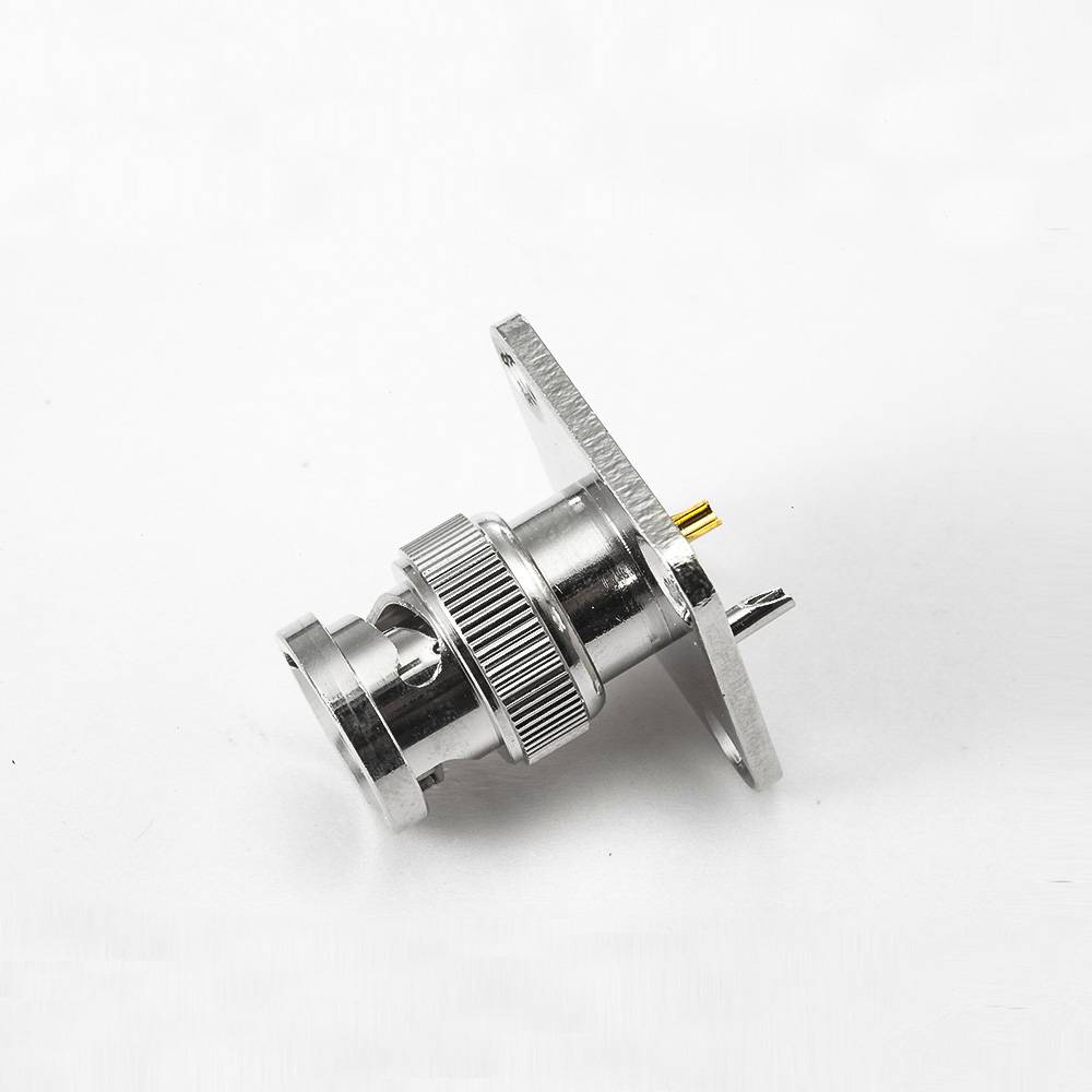 Elecbee 4 Hole Flange Cable BNC Connector Male Straight Solder Cup