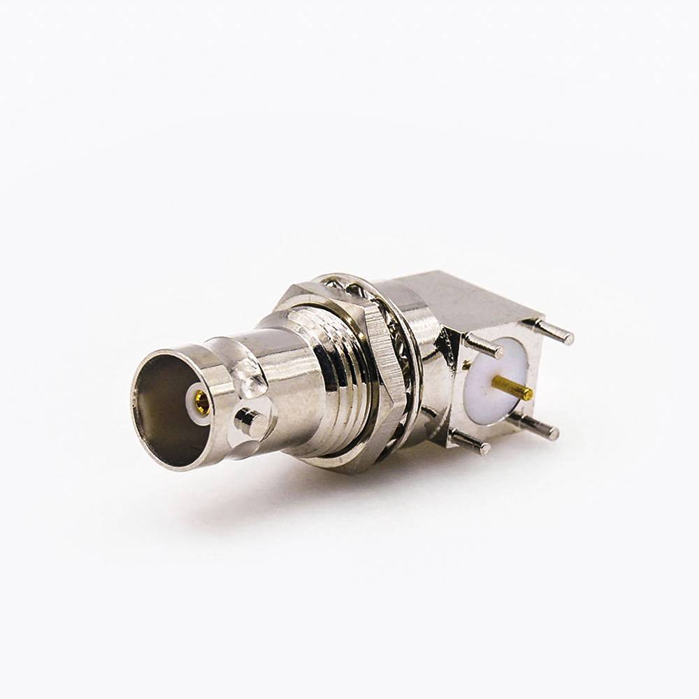 Elecbee Right Angle BNC Connector Female PCB Mount Through Hole Front Bulkhead