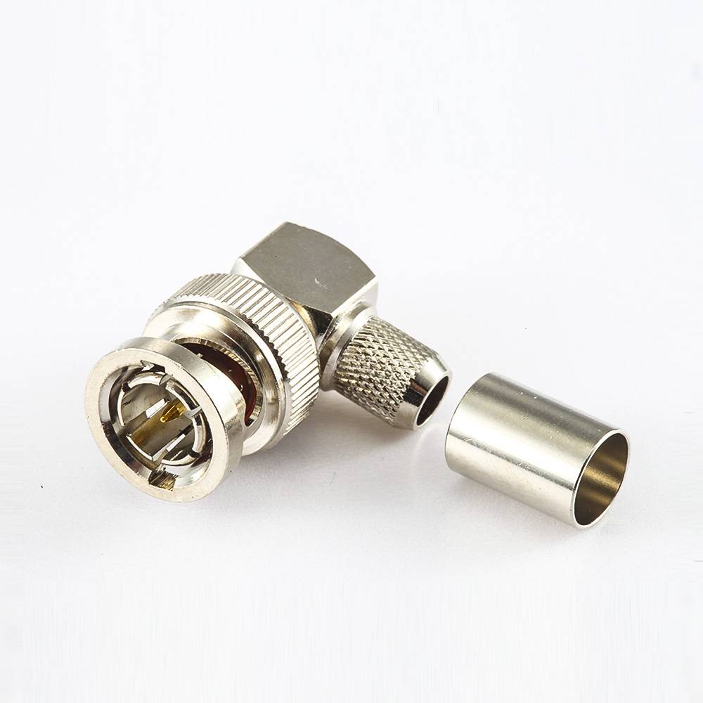 Elecbee BNC Connector Male Right Angle 75Ω Cable Mount Crimp For 13 Cable