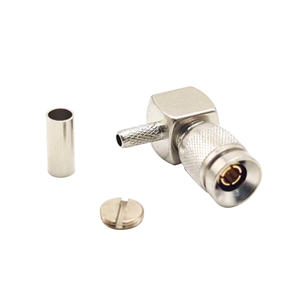 Elecbee DIN 1.0/2.3 Connector Right Angle Male Crimp Type for Coaxial Connector