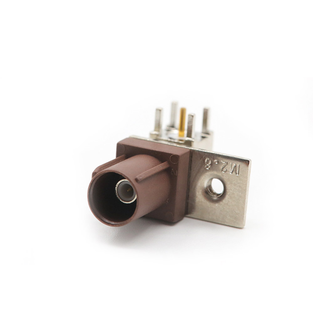 Elecbee F Code Fakra Right Angle Male Plug PCB Board Vehicle Car Stereo FM Radio RF Connector Single Baffle