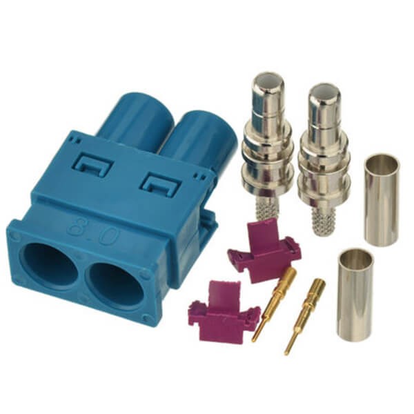 Elecbee Fakra Z Dual Male Water Blue Solder Car Antenna Connector for RG316 RG174 Cable
