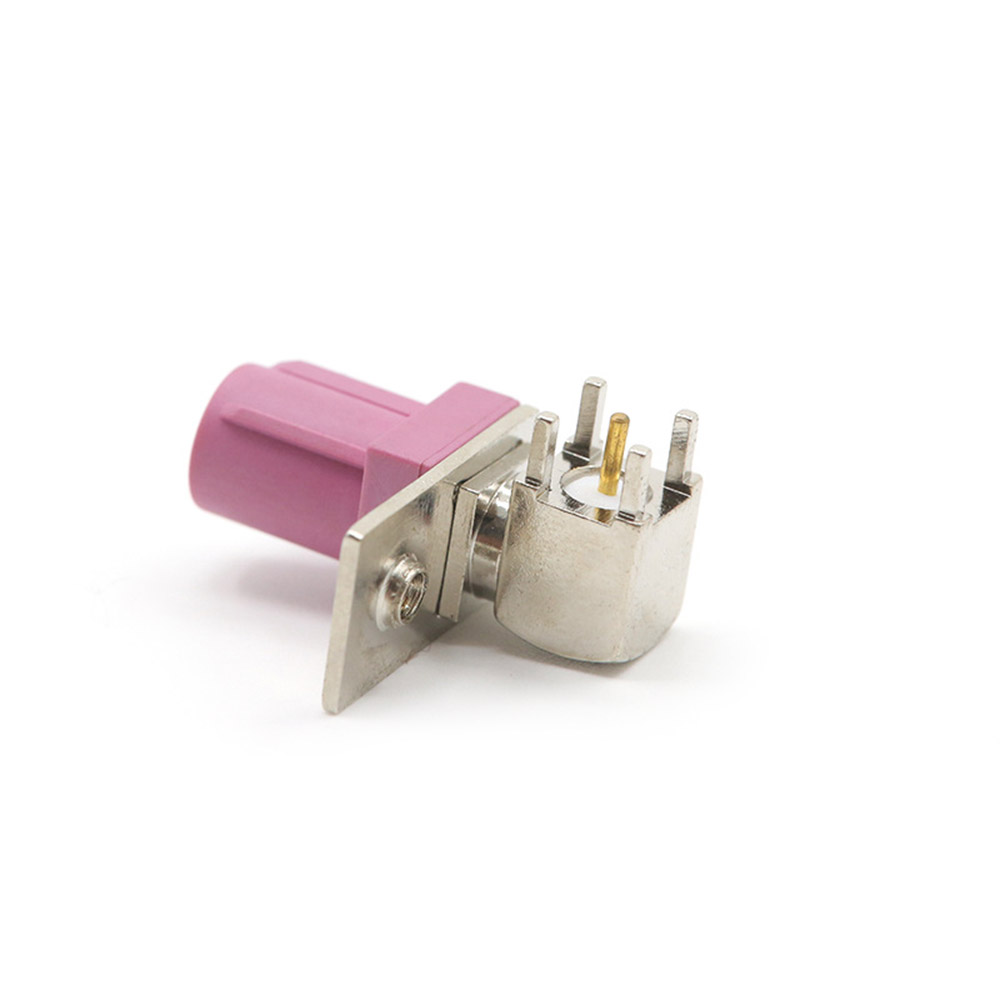 Elecbee H Code Fakra Right Angle Male Plug Vehicle Wireless Router RF Connector PCB Through Hole Single Baffle