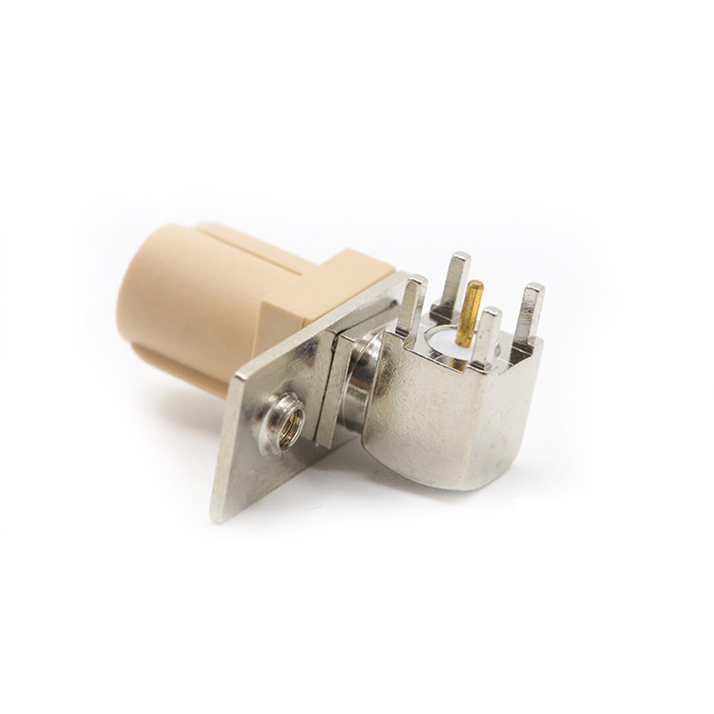 Elecbee I Code Fakra Right Angle Male Plug Vehicle Bluetooth Antenna RF Connector PCB Through Hole Single Baffle
