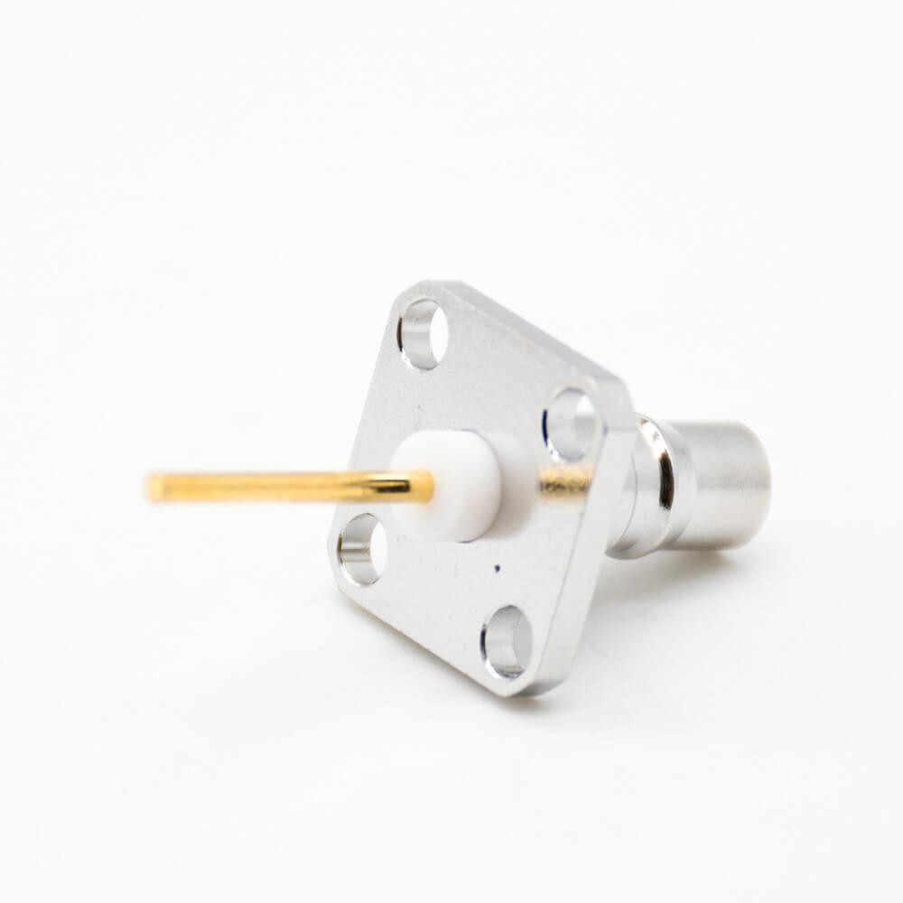 Elecbee Flange Mount RF Connector QMA 4 Hole Flange Nickel Platin Standard Straight