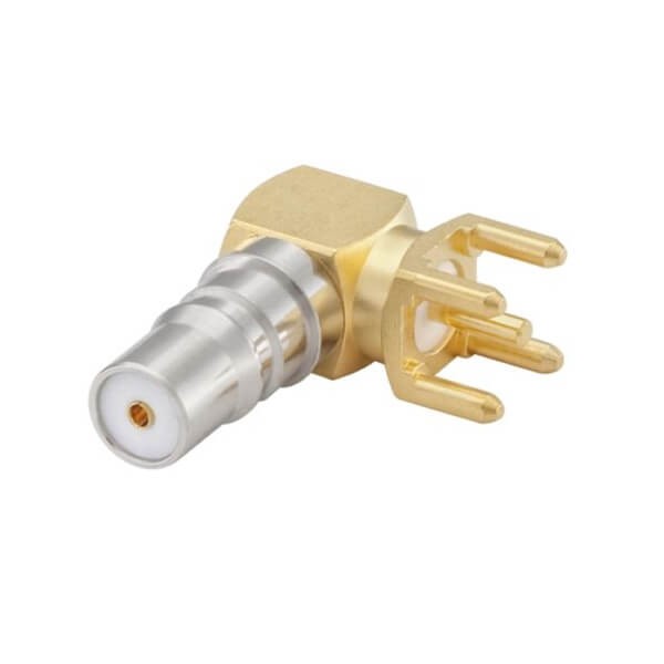 Elecbee 20pcs QMA Connector Female Solder 90 Degree 50Ω PCB Mount for RG174 A/U