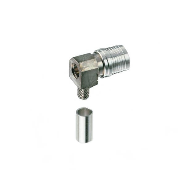 Elecbee 20pcs QMA Male Connector Crimp Right Angle 50Ω Cable Mount for RG188